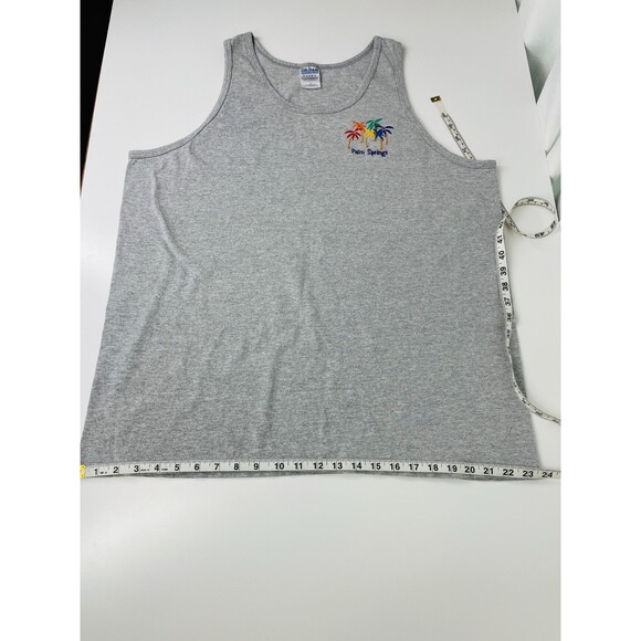 Palm Springs Tank Top Mens XL Gray Tank Top Embroidered Palm Springs Palm Trees - Picture 6 of 8